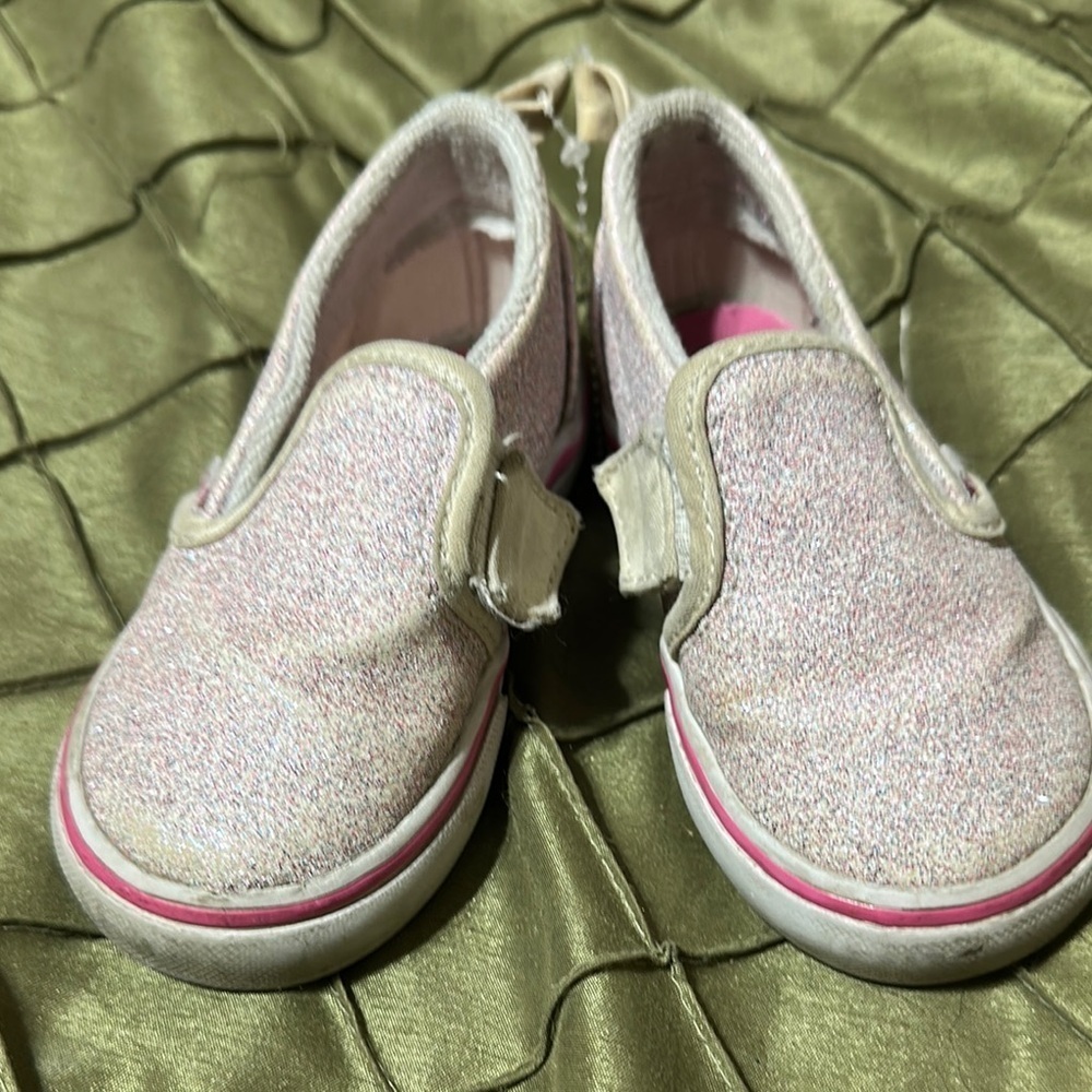 Vans Sparkly Pink Kids Slip-On Shoes